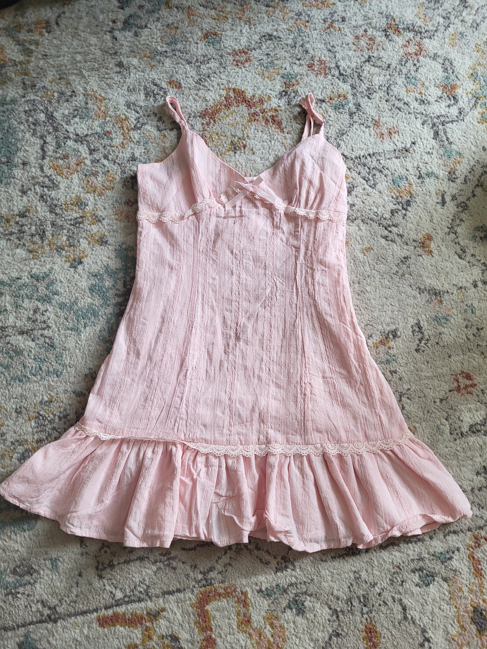 PepperMayo Found You Mini Dress Pink Coquette Lace Bow Dress